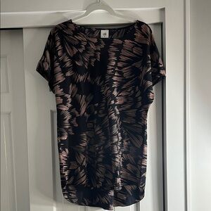 CAbi Tate Black Feather Print Top